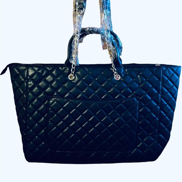 Gilda Paris Large Black Quilted Tote NWT, MSRP $199 - Picture 2 of 4